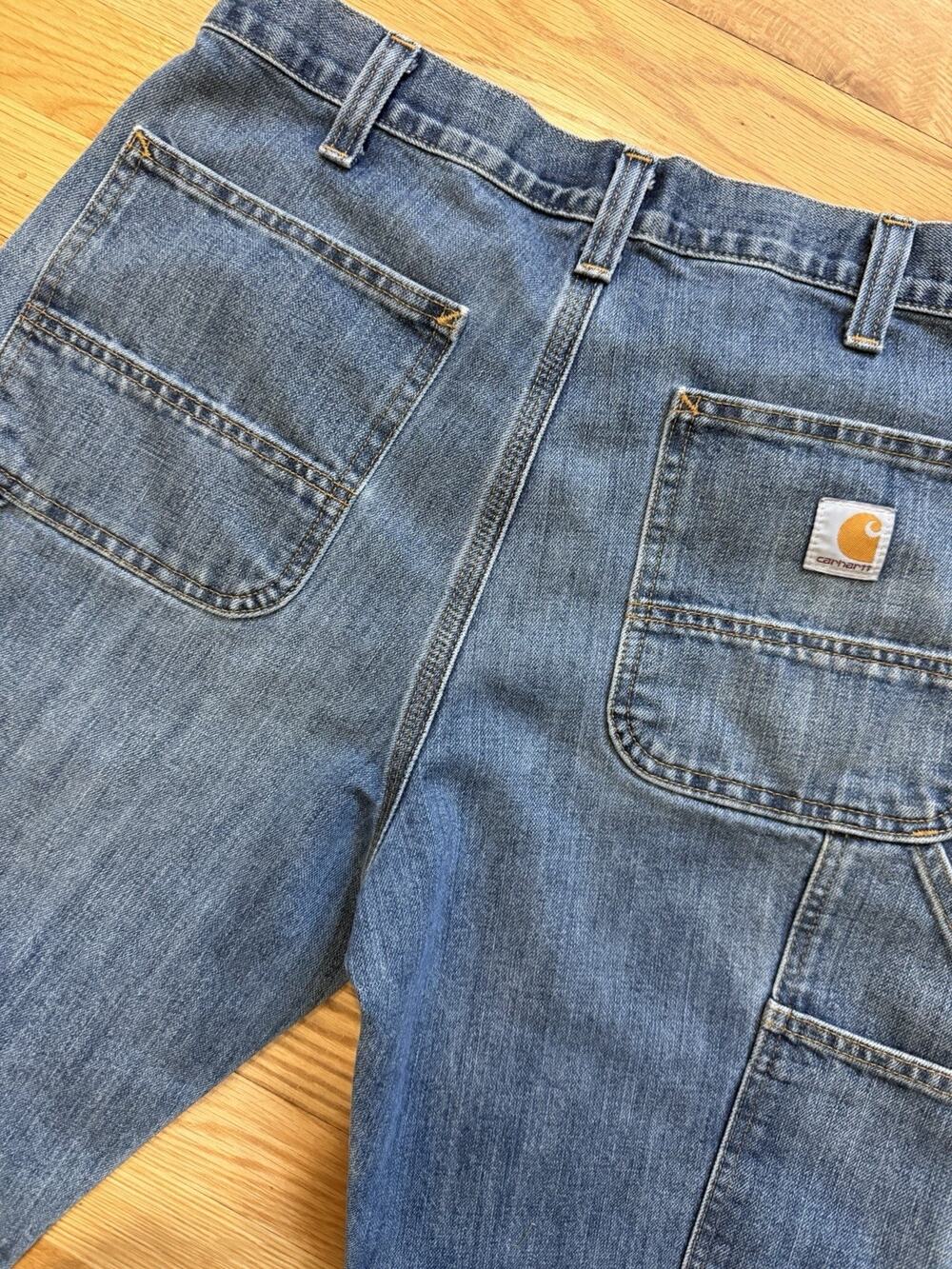 Carhartt Denim Carpenter Jeans Men 34 x 30 Blue Relaxed Fit Work Holter Dungaree